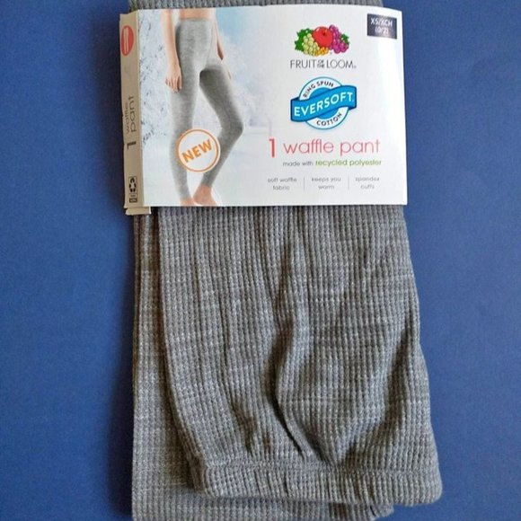 nwt womens waffle pant, gray, size XS 0/2, spandex cuffs - Picture 1 of 2